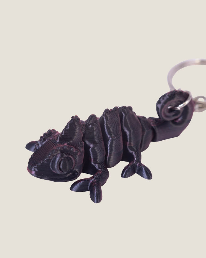 3D printed articulated chameleon keychain