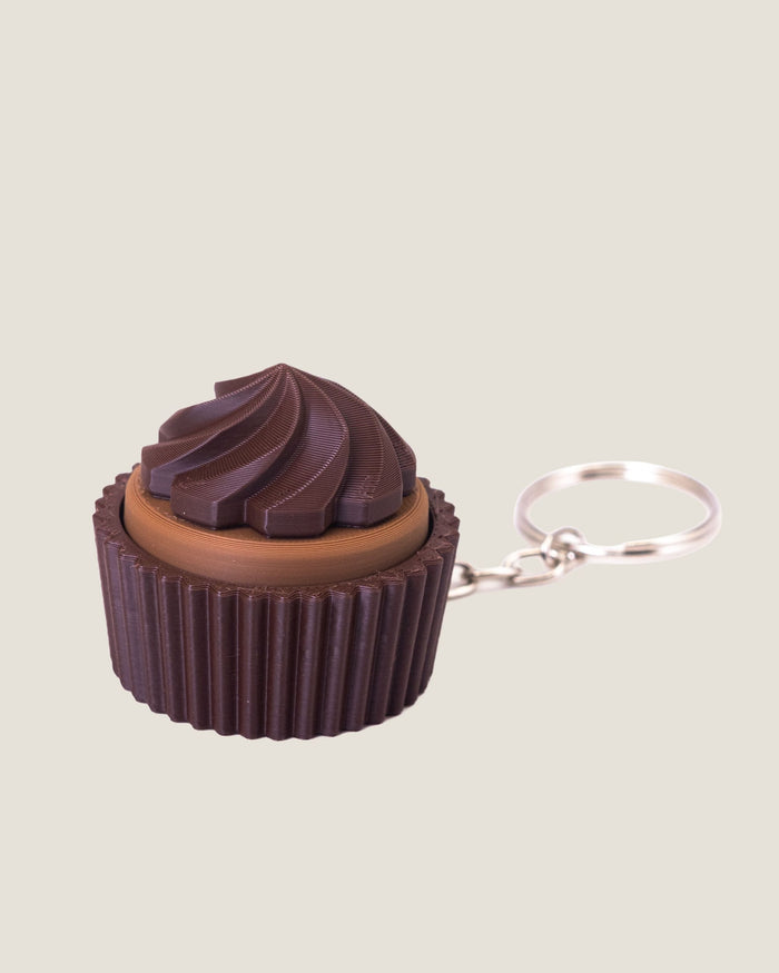 3D printed chocolate cupcake clicker keychain