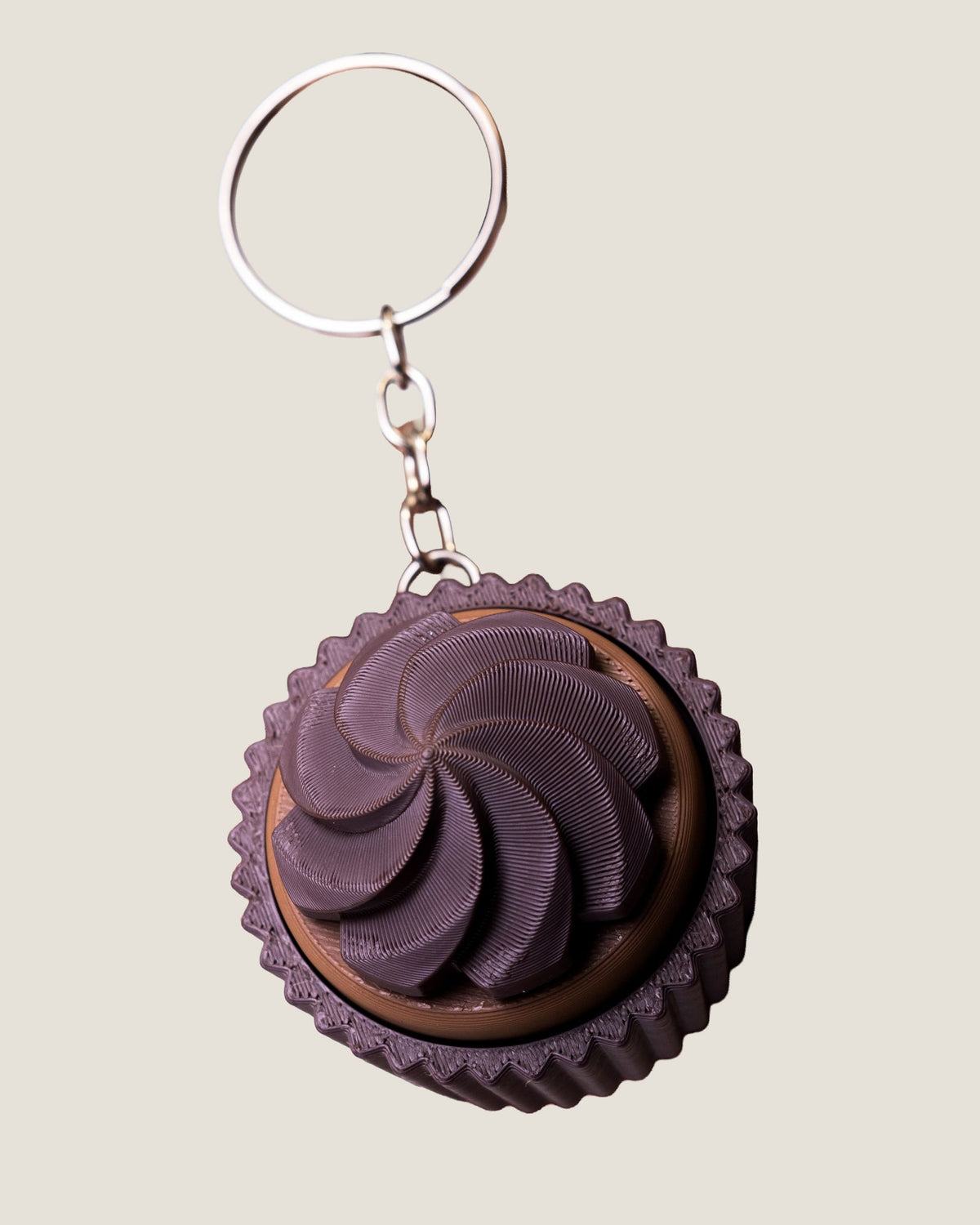 3D printed chocolate cupcake clicker keychain