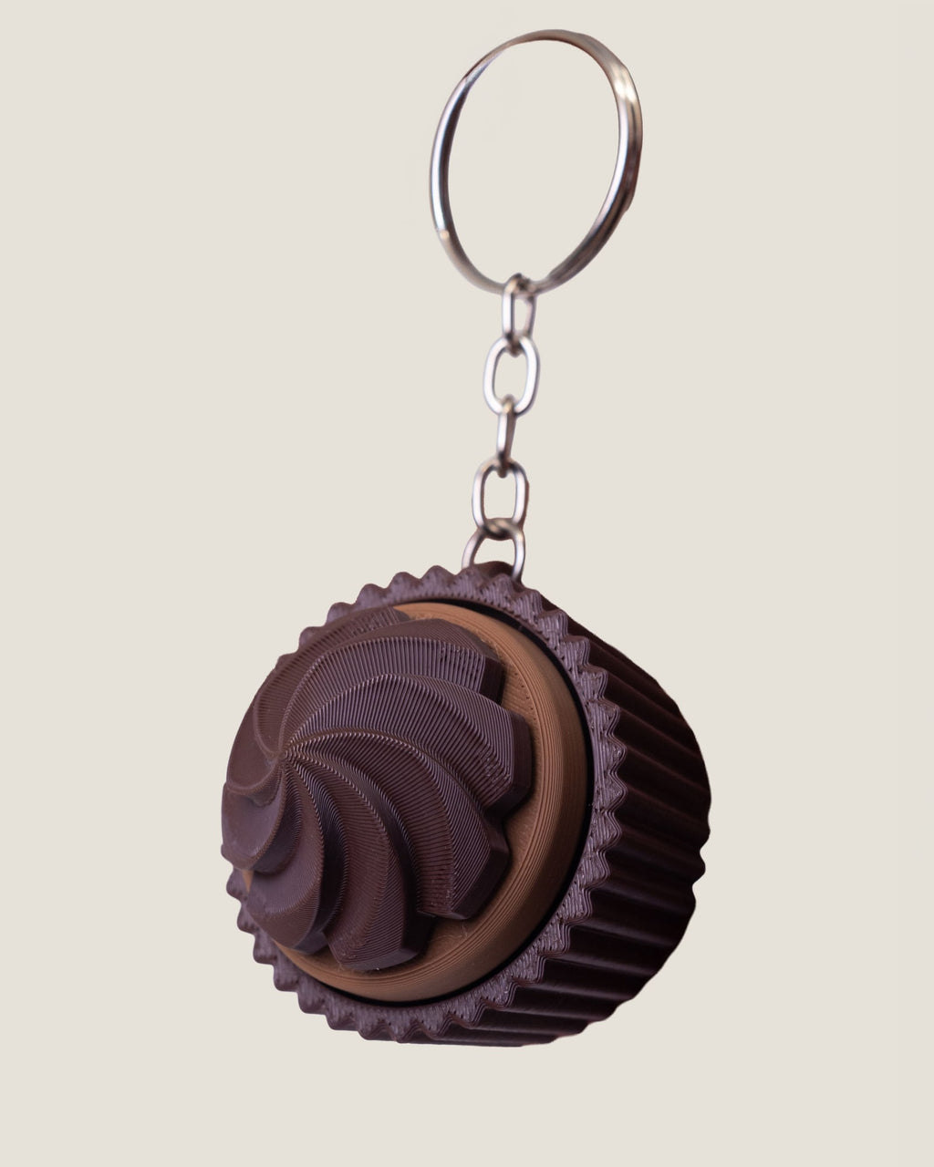 3D printed chocolate cupcake clicker keychain