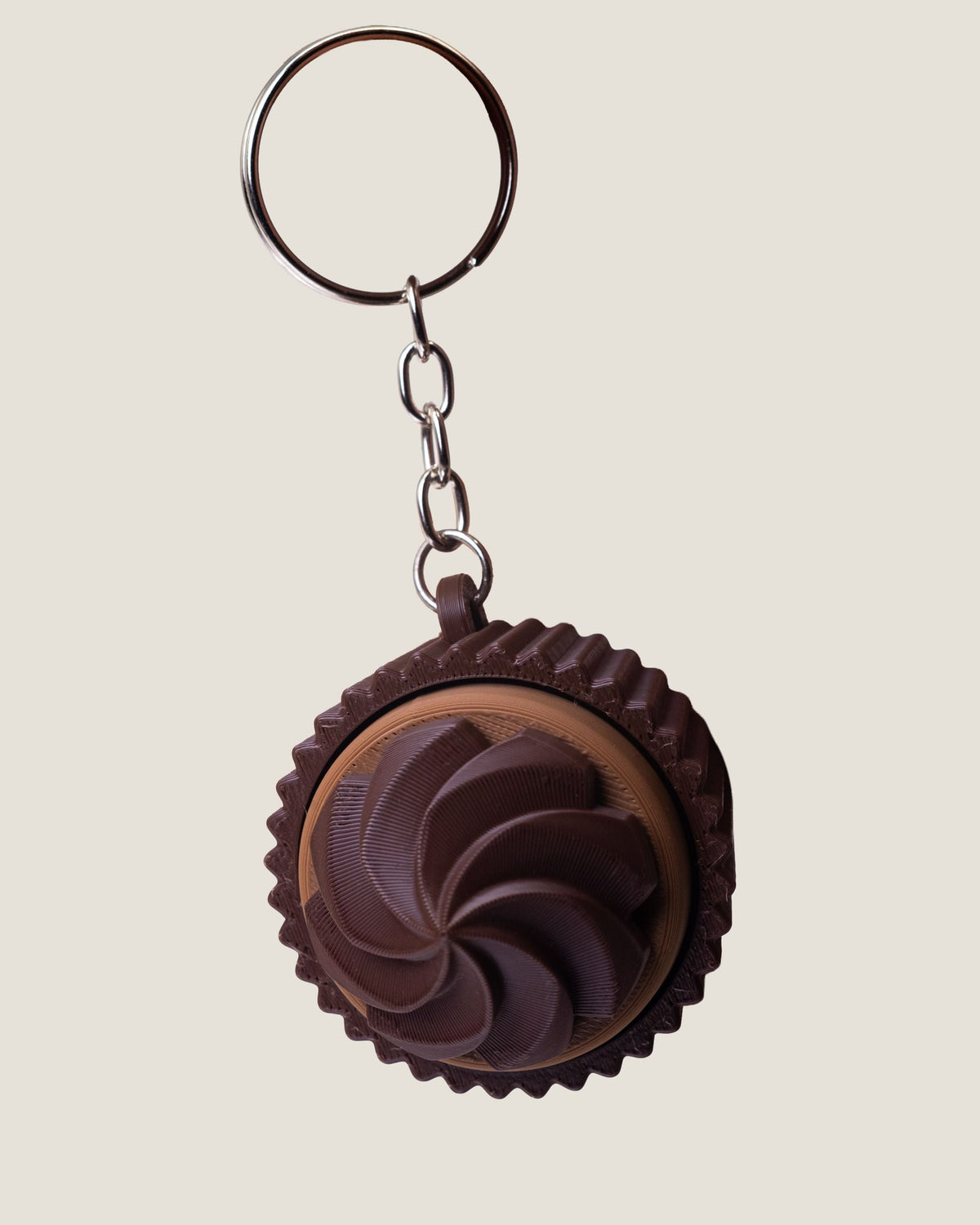 3D printed chocolate cupcake clicker keychain