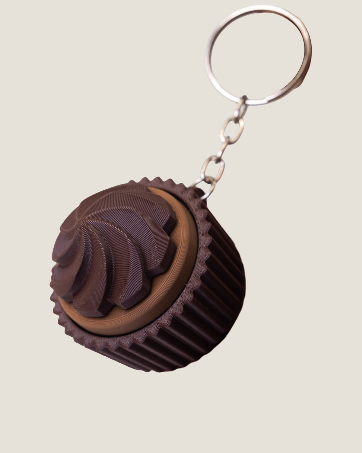3D printed chocolate cupcake clicker keychain