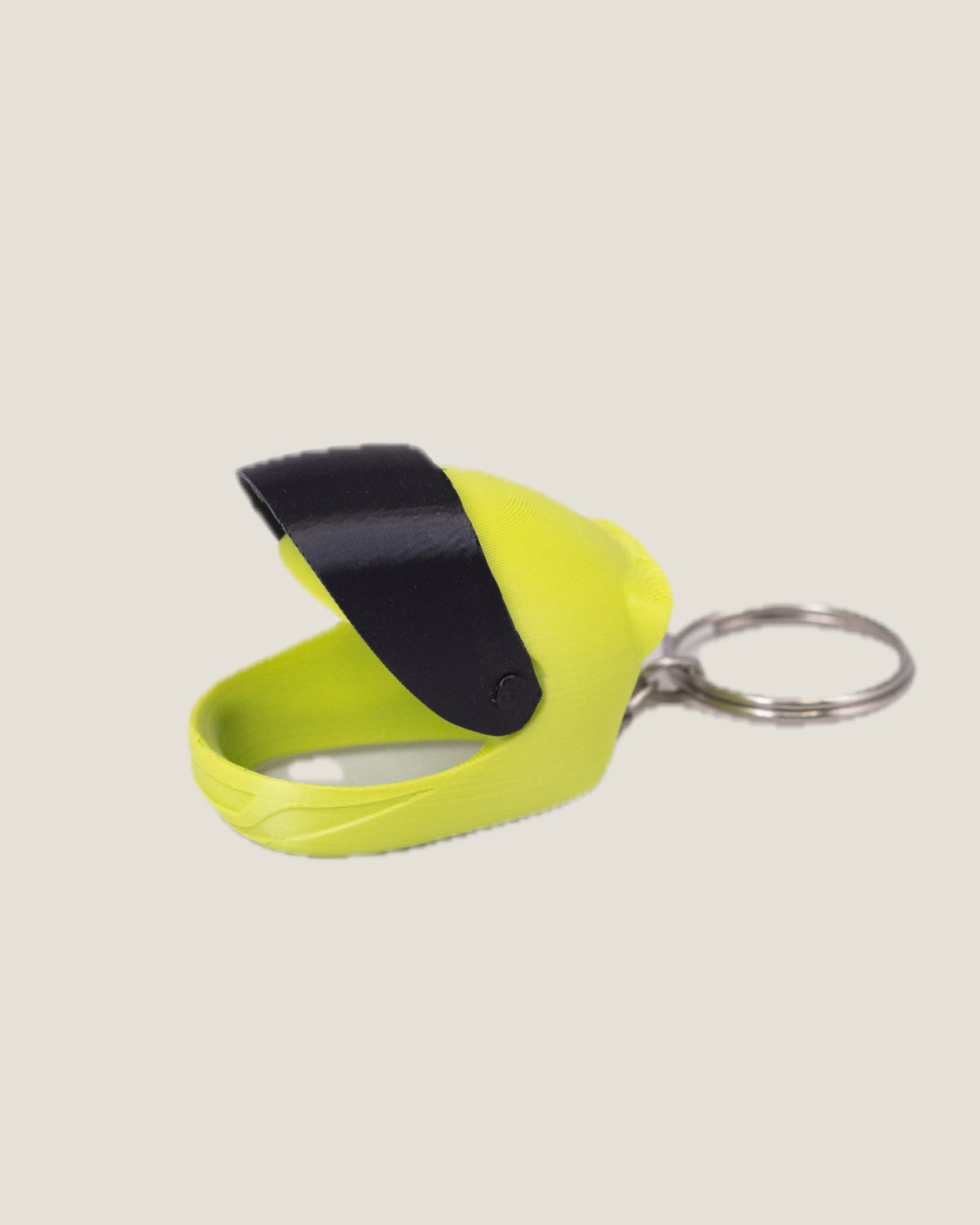 3D printed mini full-face motorcycle helmet keychain with flip-up visor