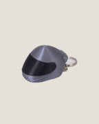 3D printed mini full-face motorcycle helmet keychain with flip-up visor