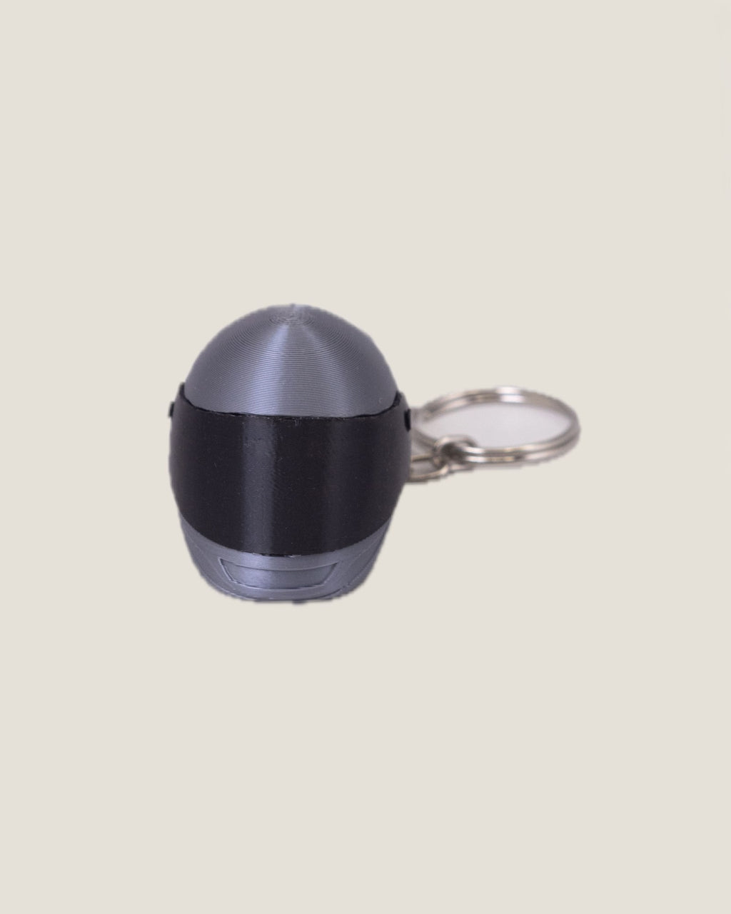 3D printed mini full-face motorcycle helmet keychain with flip-up visor