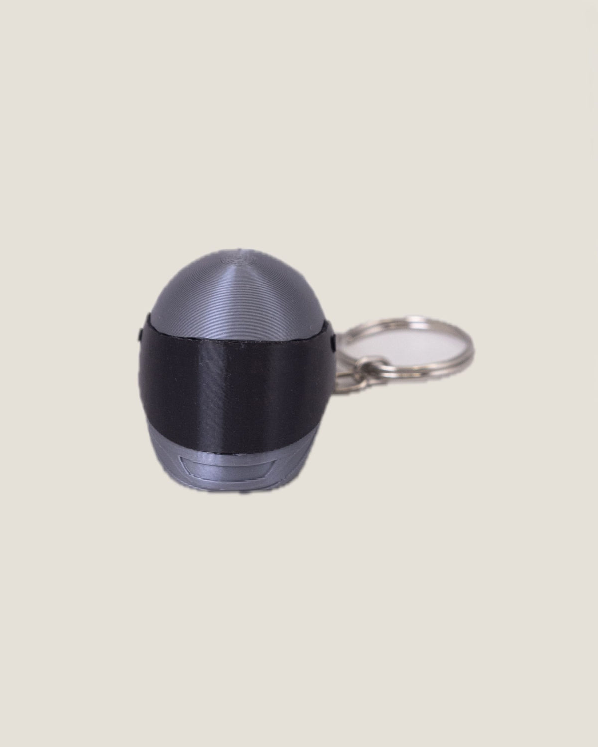 3D printed mini full-face motorcycle helmet keychain with flip-up visor