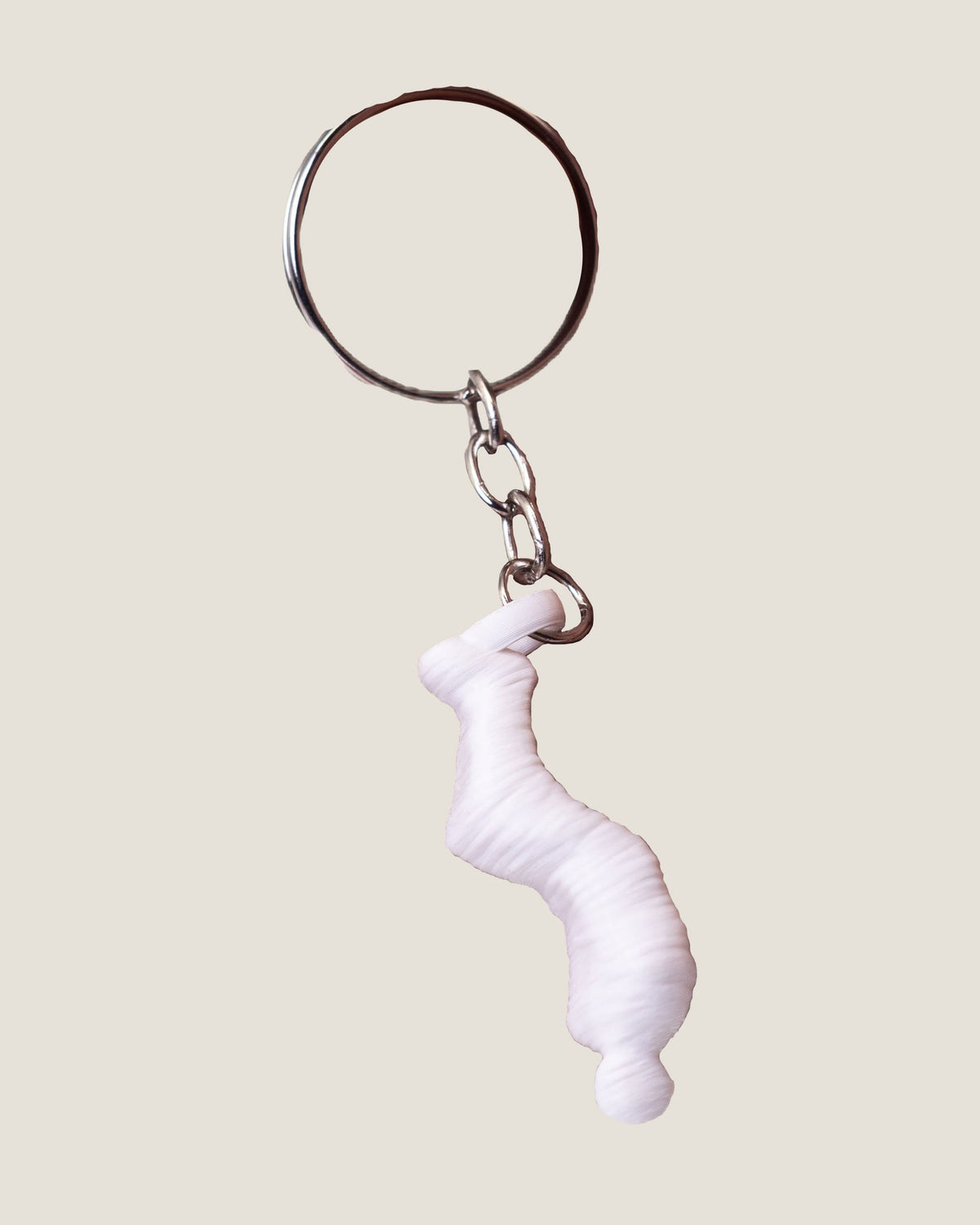 3D printed white mummy keychain