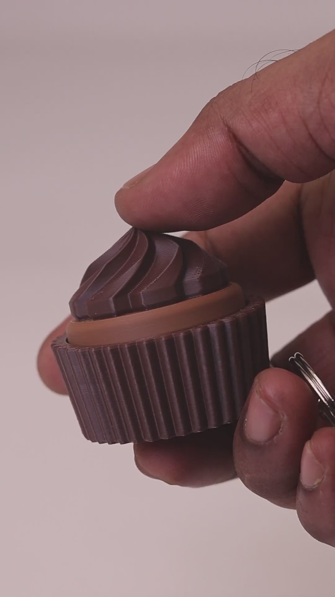 3D printed chocolate cupcake clicker keychain