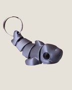 3D printed grey articulated shark keychain